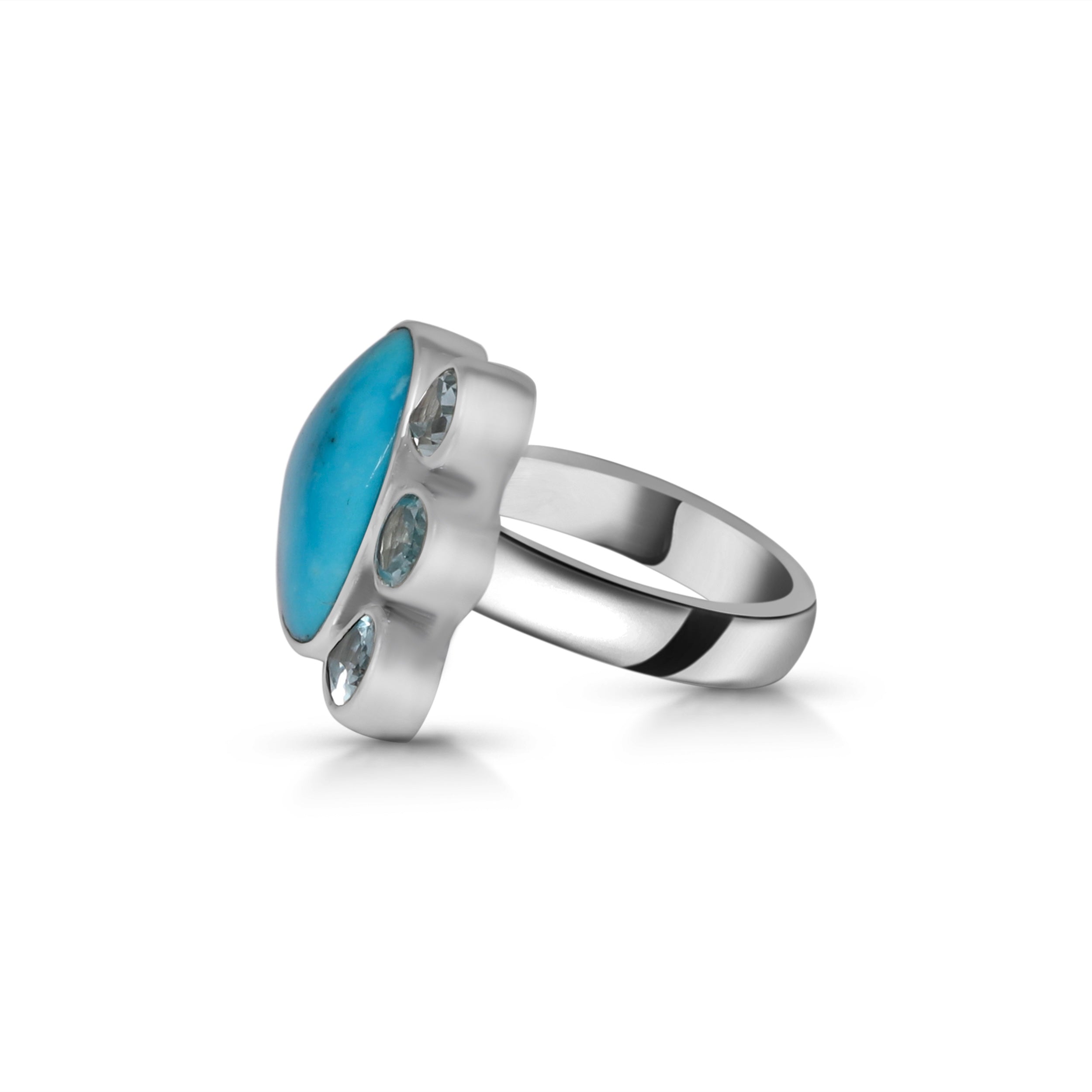 Turquoise (Rough) Adjustable Ring-(TRQ-R-39.)